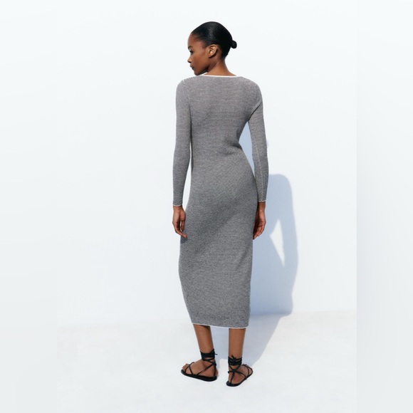 NWT ZARA LONG STRIPED KNIT DRESS - Picture 3 of 8